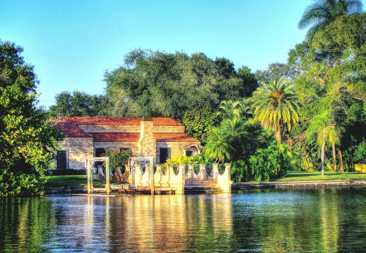 A tile-roofed home on the water on Snell Isle in St. Petersburg.