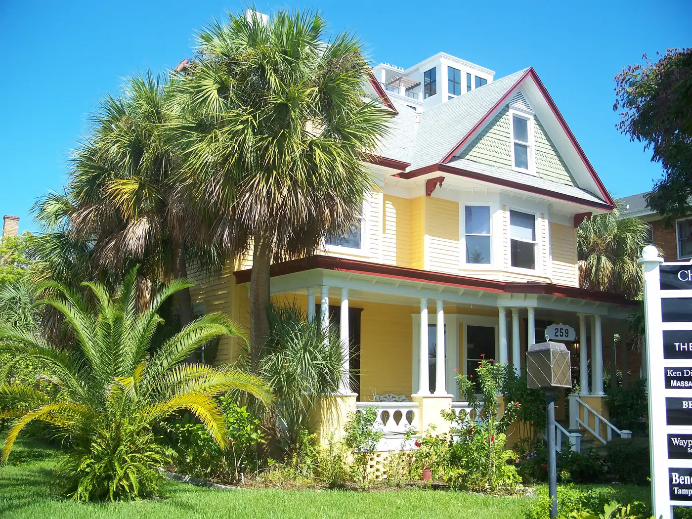 A historic frame house on 4th Avenue North, now used as offices, in the Downtown St. Petersburg Historic District.