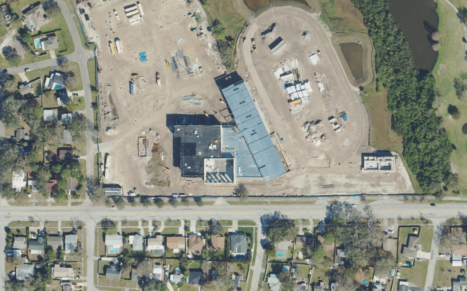 The Mangrove Bay Middle School site on 62nd Avenue Northeast in St. Petersburg seen from the air while the school was under construction.