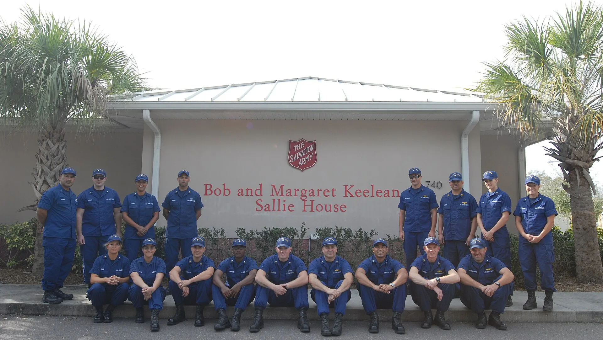 Coast Guard volunteers outside the Salvation Army's Sallie House in St. Petersburg during an MLK Day of Service event. The picture does not show a grant-funded event.