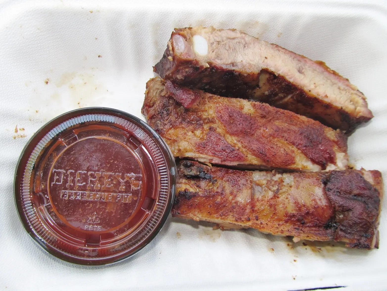 Barbecue ribs with sauce from a Dickey's Barbecue Pit. The photo was not taken at the St. Petersburg restaurant.